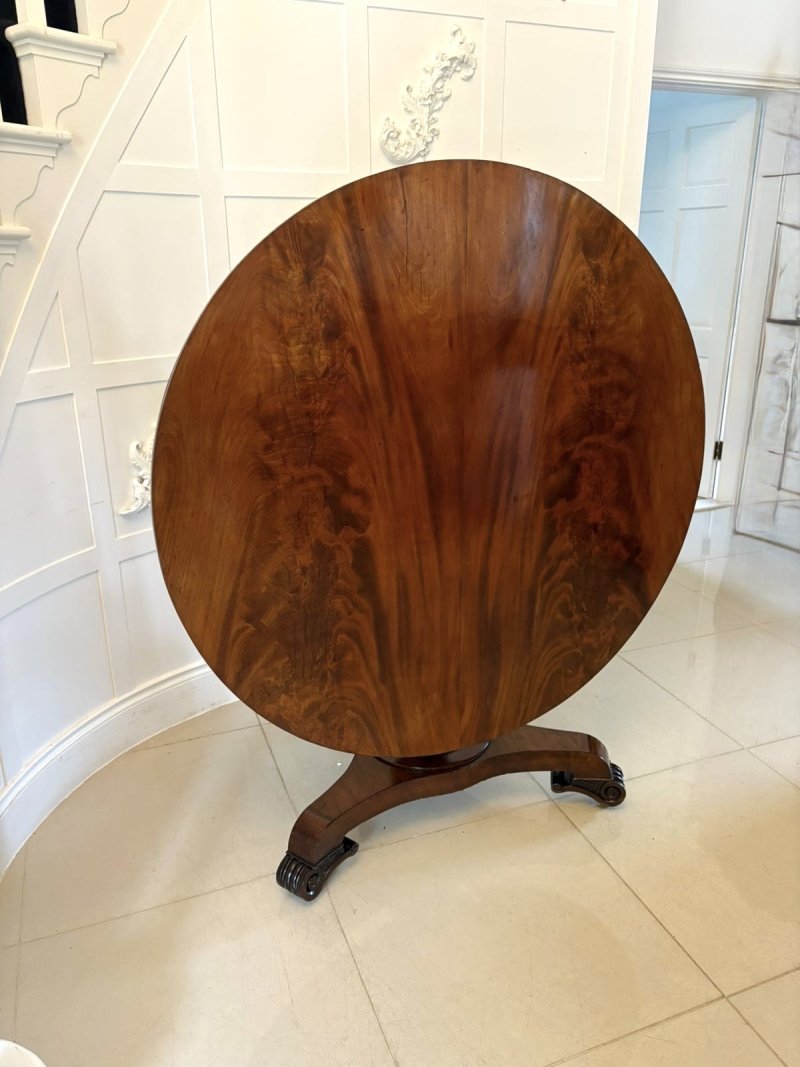 Antique Regency 6 Seater Quality Figured Mahogany Circular Dining Table - Image 9